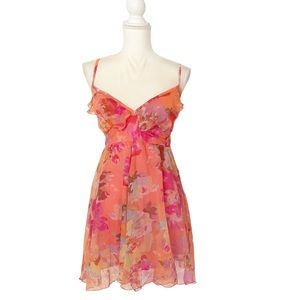Fire Los Angeles Orange Multi Color Chiffon Dress Size Medium